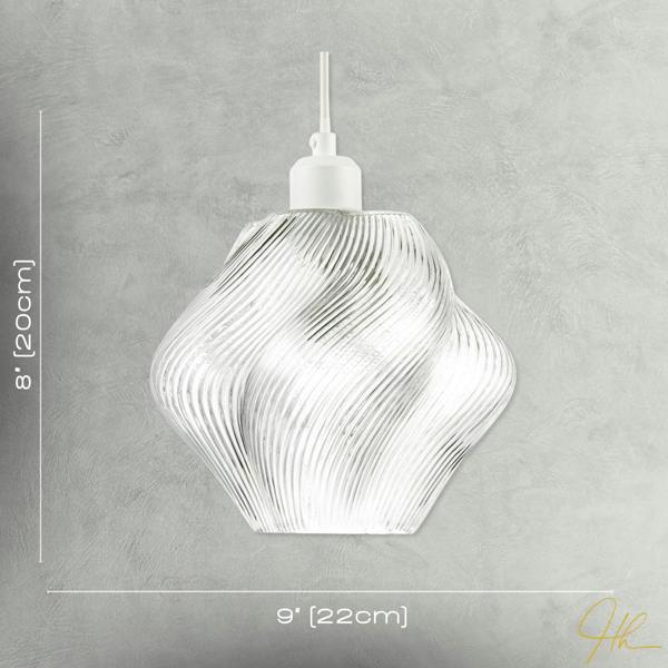 Modern Clear Twisted Glass Pendant Light Shade with Etched Grooves Image 7
