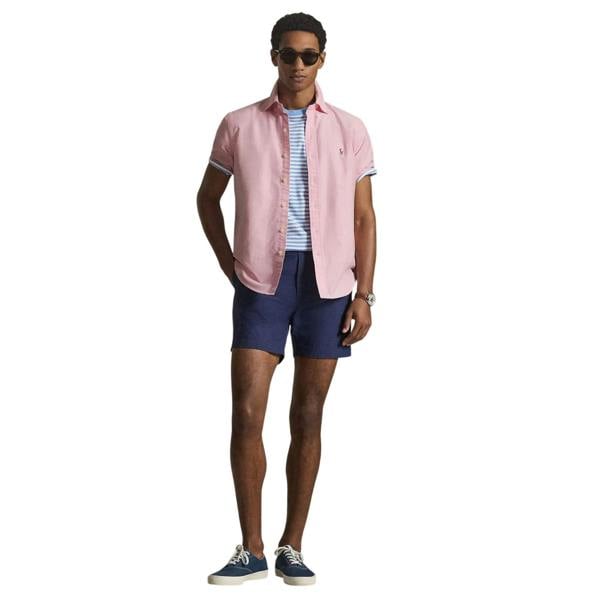 Ralph Lauren Mens Logo Oxford Short-Sleeved Shirt - New Pink - 
