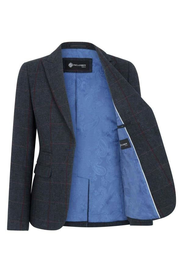Paul Andrew Women's Navy Tweed Tailored Fit Formal Blazer
