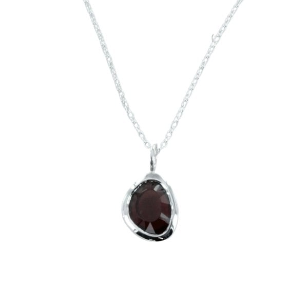 Sterling Silver Birthstone Necklace with Semi-Precious Stone - Reeves & Reeves