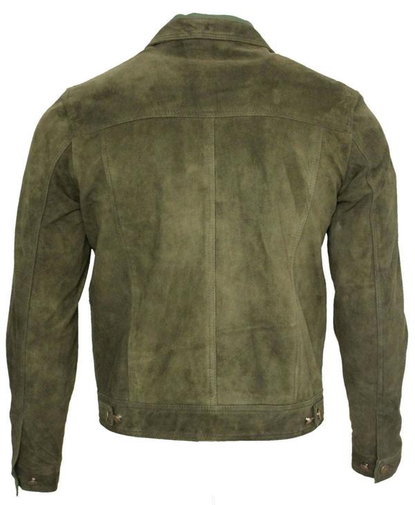 Infinity Leather Mens Trucker Classic Suede Leather Shirt Jeans Jacket