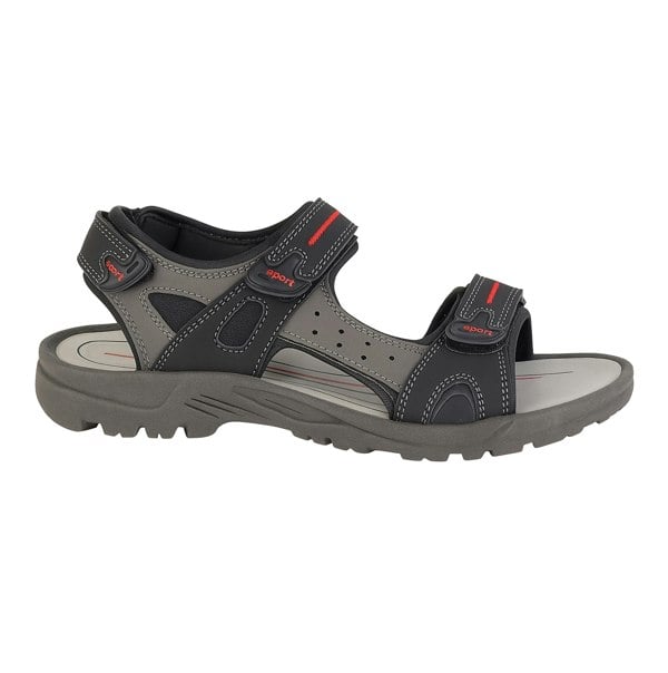 PDQ Black PU 3 Touch Fastening Adjustable Sports Sandal