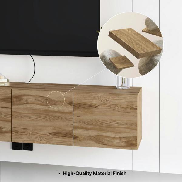 Decortie Daroca Floating Wall-Mounted TV Unit up to 65-Inch TVs 180cm(W) Soft-Close 4 Doors TV Cabinet for Living Room
