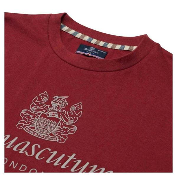 Aquascutum Mens Bordeaux Big Logo T-Shirt - Bordeaux/Burgundy - 