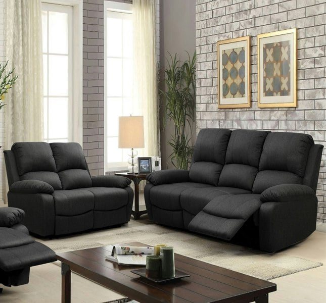 Comfy Living Venice Reclining Luxury Fabric Sofa Set