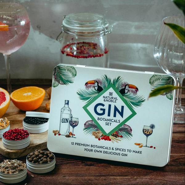 Natural & Noble DIY Gin Kit Alongside Botanicals and Infused Gin.
