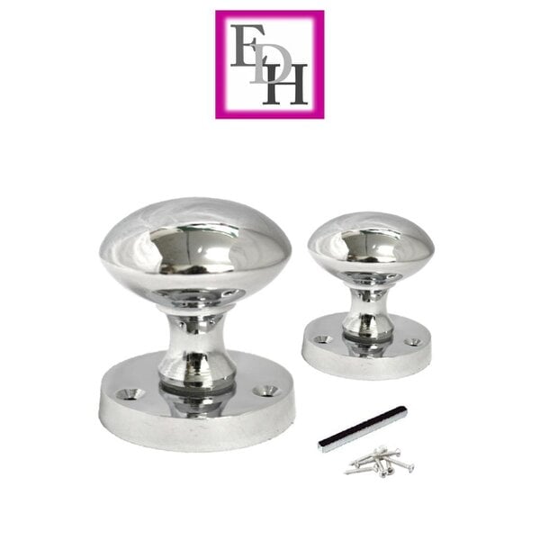 EDH Door Hardware Chrome Door Knob Modern Round Rose Door Knob Silver Door Handles 4 Pairs