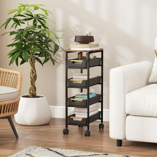 Wyld Haus Coli Metal Black 5 Tier Storage Trolley On Wheels