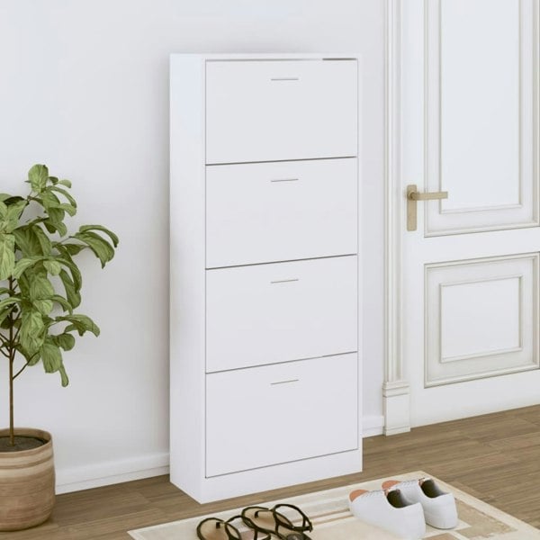 Berkfield Shoe Cabinet White 63x24x147 cm Engineered Wood