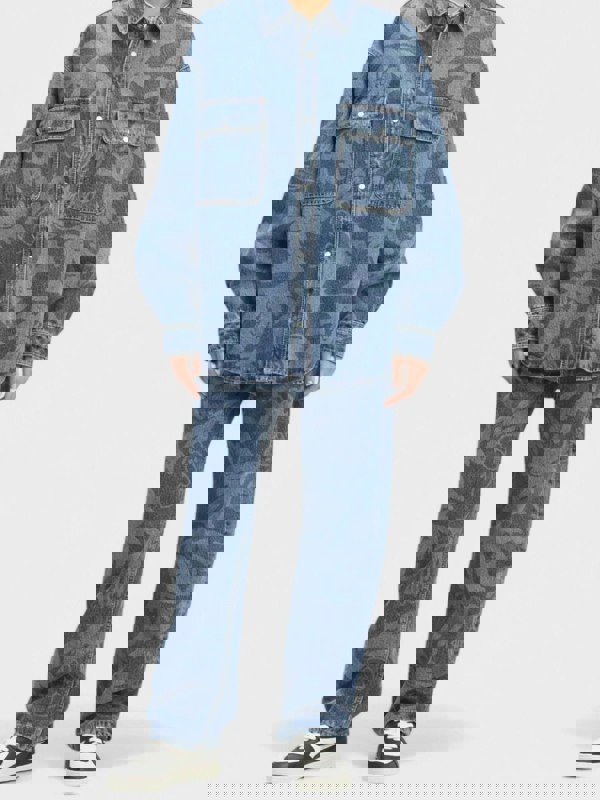 Palm Angels Palmity Laser Print Denim Shirt 'Light Blue' - Supplied FashionPalm Angels