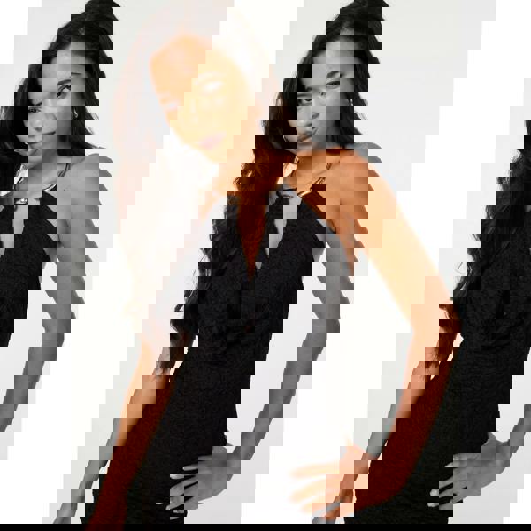 Pink Vanilla Lace Gold Halter Neck Dress