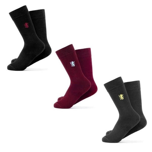Aston Villa FC 3 Pack Dress Sock Set - Size 7 - 11, Socks, Sports, Gift