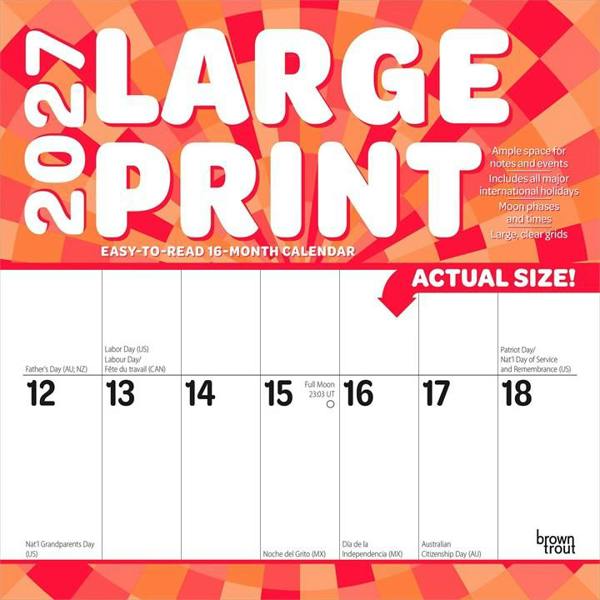 Large Print Calendar 2027, Wall Calendars, Month To View, Basics, Gift