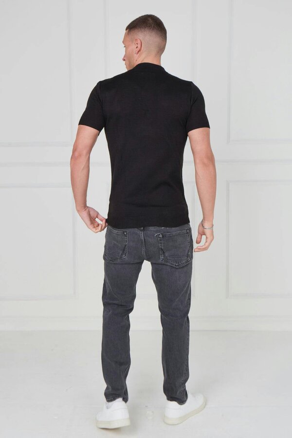 Half Zip Soft Knit Top – Black