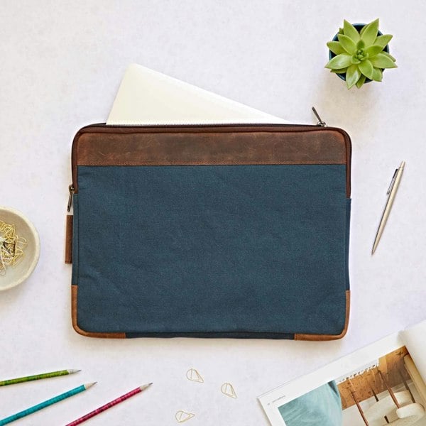 Paper High Leather And Canvas 17 inch Laptop Case