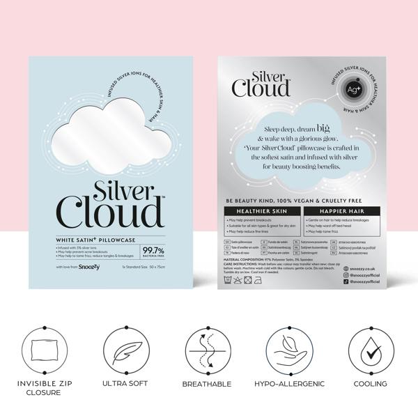 Silver Cloud Beauty Silver Cloud White Satin Pillowcase infused with Silver Ions