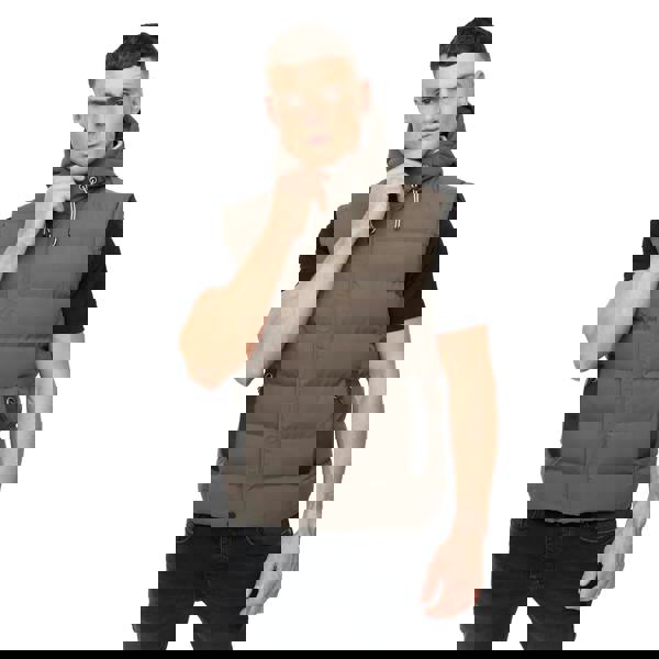 Crosshatch Mens Kampleys Embossed Padded Gilet - Deep Olive - 