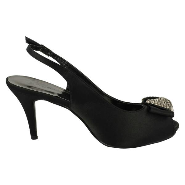 Anne Michelle Ladies Anne Michelle Peep Toe Diamante Bow Court Shoes F10254