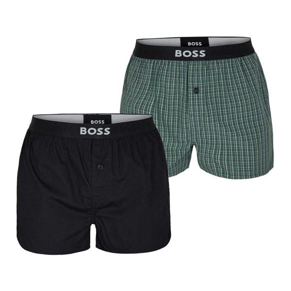 Boss Mens Boxer Shorts (Pack of 2) - Green/Black - 