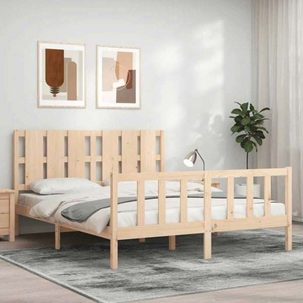 Berkfield Bed Frame with Headboard 160x200 cm Solid Wood