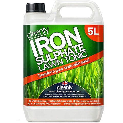 Cleenly Iron Sulphate Lawn Tonic Liquid - Transforms Lawns, Hardens Turf and Greens Grass 5L