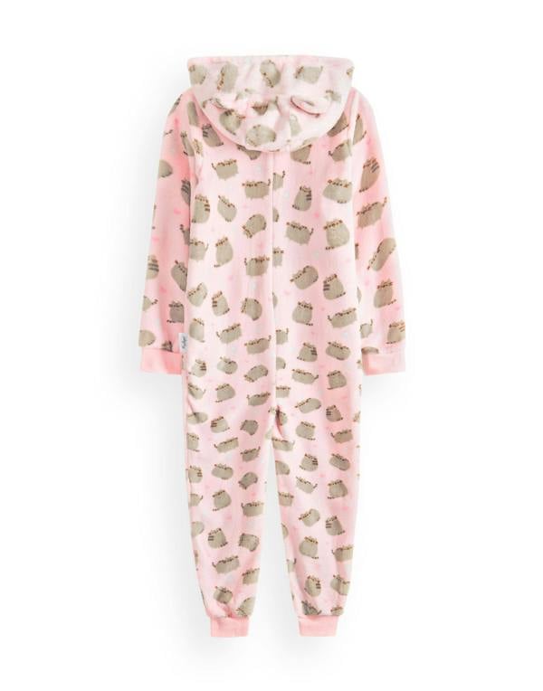 Pusheen Girls Pink All-Over Print With Novelty Ears Onesie
