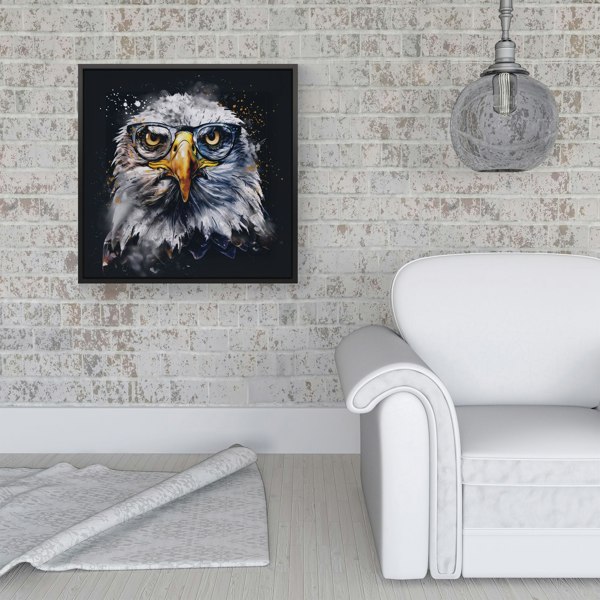 Warren Reed Eagle In Glasses Splash Art Framed Canvas