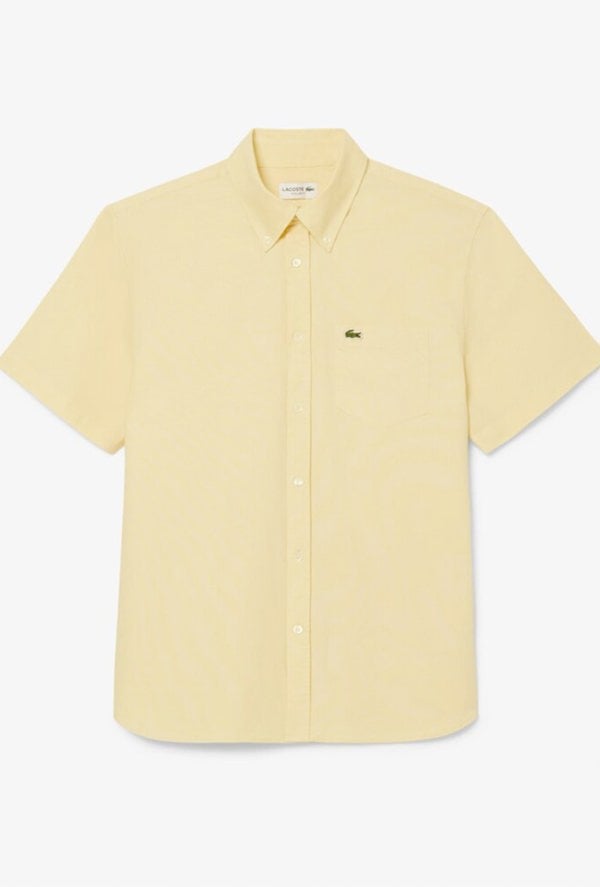 Lacoste Men's Regular Fit Short Sleeved Oxford Shirt - Yellow