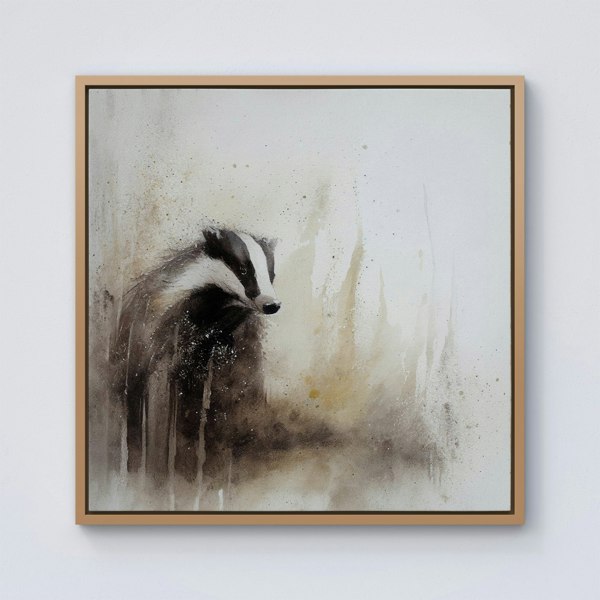 Warren Reed Badger Watercolour Framed Canvas