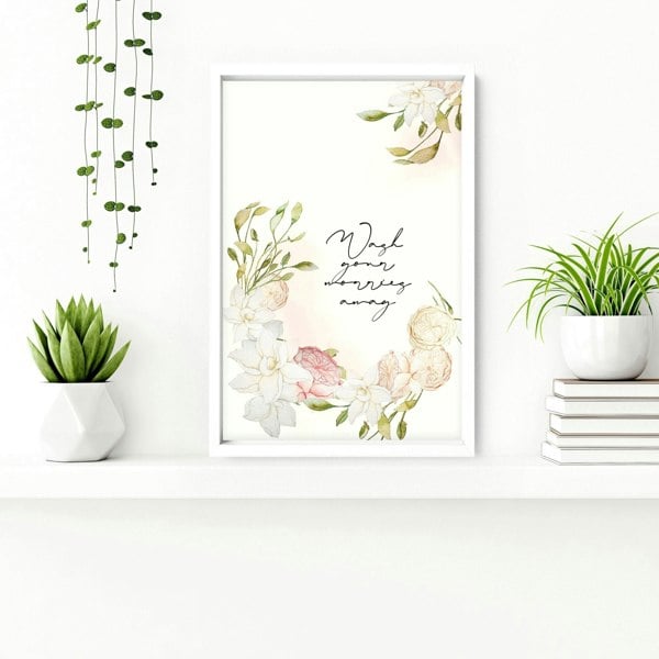 Bathroom art prints | Set of 2 Pink blooms wall art