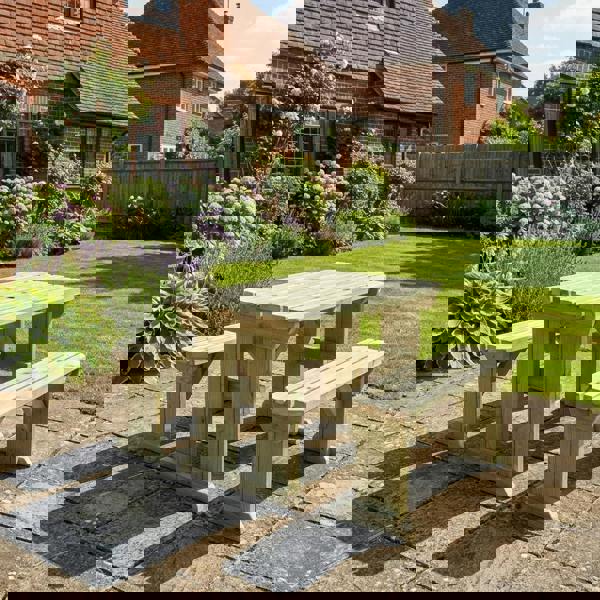 Arbor Garden Solutions Aspen Rounded Picnic Table and Benches Set