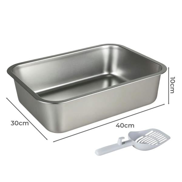 Skylos Cat Litter Box Stainless Steel Toilet Tray for Kittens Cats Large Open
