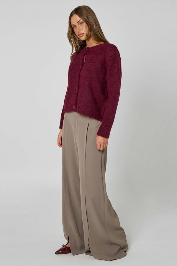 Urban Bliss Burgundy Cropped soft knit cardigan