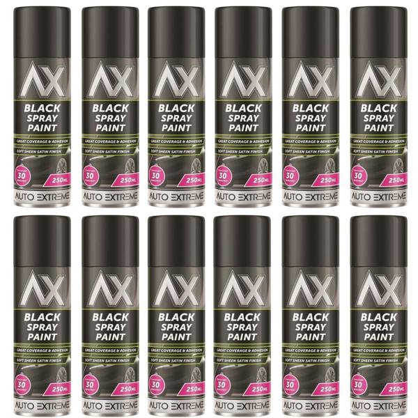Auto Extreme 12X Auto Extreme Black Satin Spray Paint 250ml