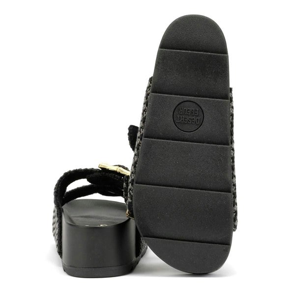 Desert Fleur Super Crochet Women's Black Sandals