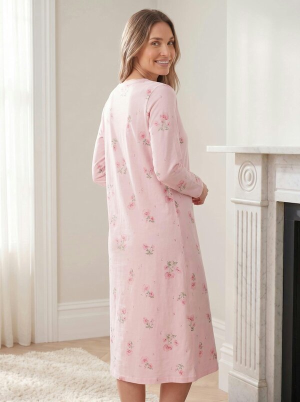 Camille Womens 100% Organic Cotton Classic Long Sleeve Nightdress