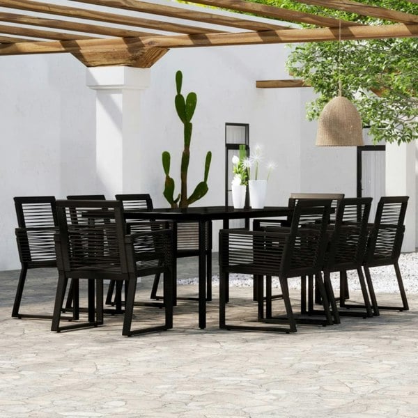 Berkfield 9 Piece Garden Dining Set Black