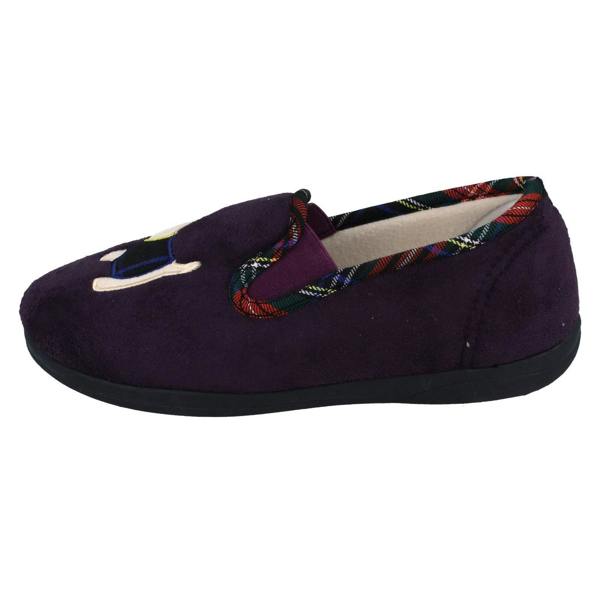 Padders Ladies Padders Wide Fitting Slippers With Dog Detail Dandie