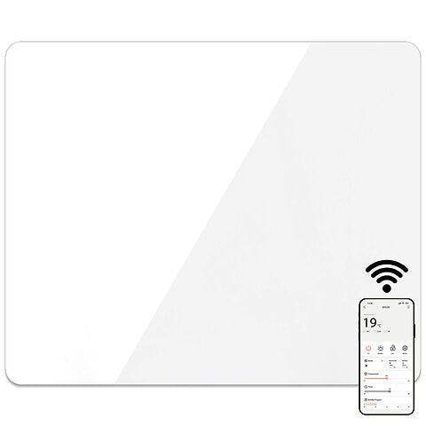 Mylek Radiator Glass Panel Heater White Slimline, Wifi Enabled Smart APP