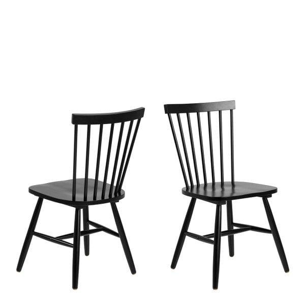 Wyld Haus Set of 2 Freya Black Wooden Dining Chairs Slatted Back