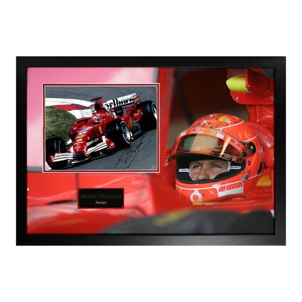Michael Schumacher Signed Ferrari 16x12 Image Premium Frame