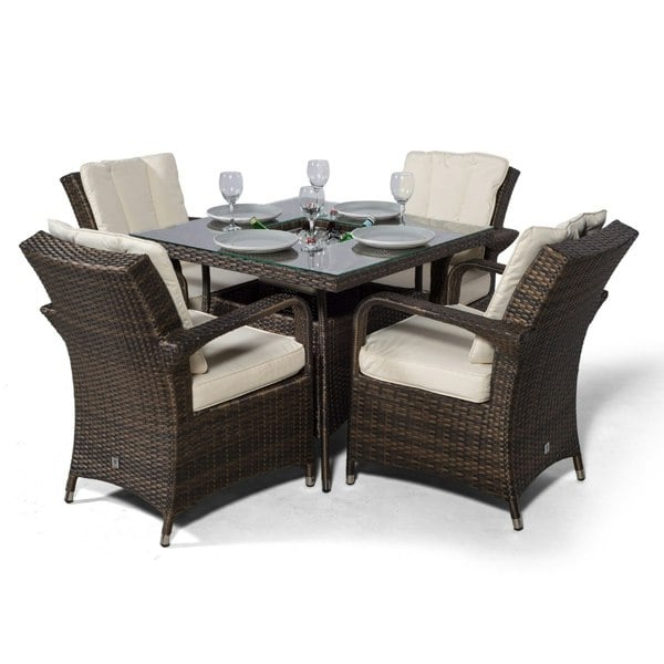 Giardino Arizona Square 4 Seater Patio Dining Set with Ice Bucket Drinks Cooler