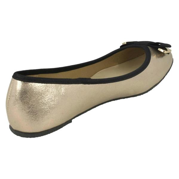 Spot On Ladies Spot On Ribbon Bow Vamp Ballerinas