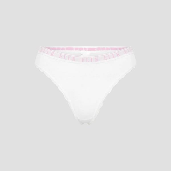 ELLE Multi Pack (3) Cotton Lace Trim Tipped Thongs