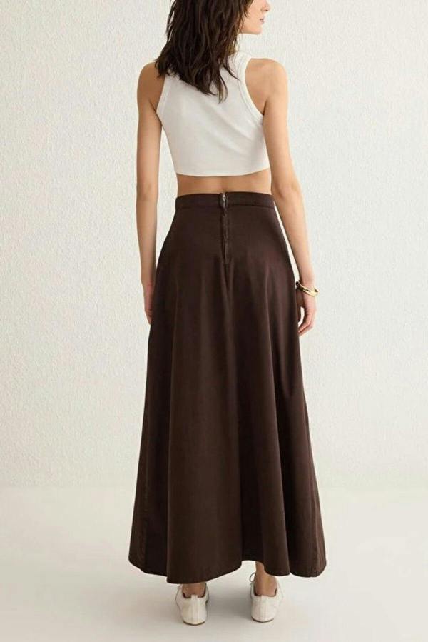WOVCOR Flounced Maxi Denim Skirt