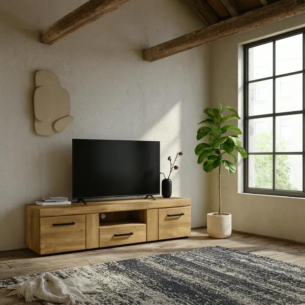 Wyld Haus Cortina 2 Door 1 Drawer Wide TV Cabinet in Grandson Oak