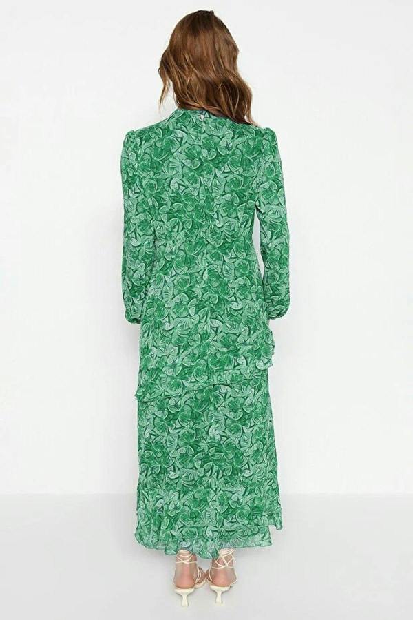 WOVCOR Ruffled Lined Woven Chiffon Dress