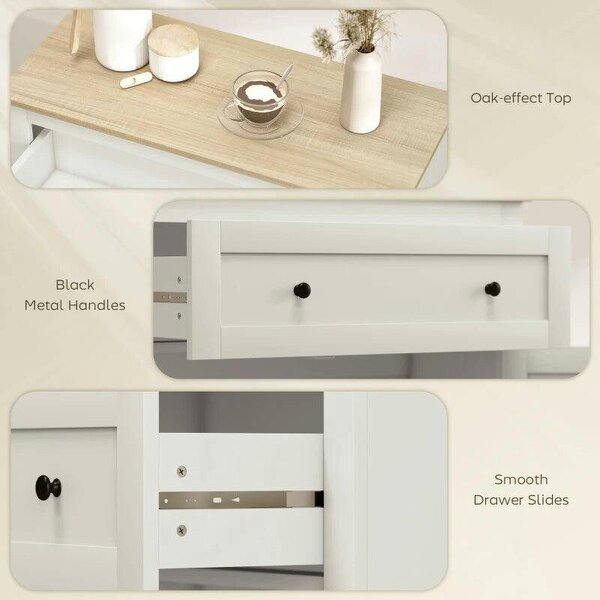 Sideboard Storage Cabinet, Modern Kitchen Cupboard with Adjustable Shelf, Drawer and Double Doors, Cream White