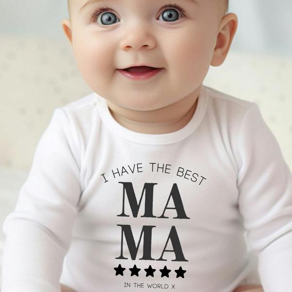 Aye Do Gifts Personalised Best Mama Baby Grow, Vest or Bib with Name