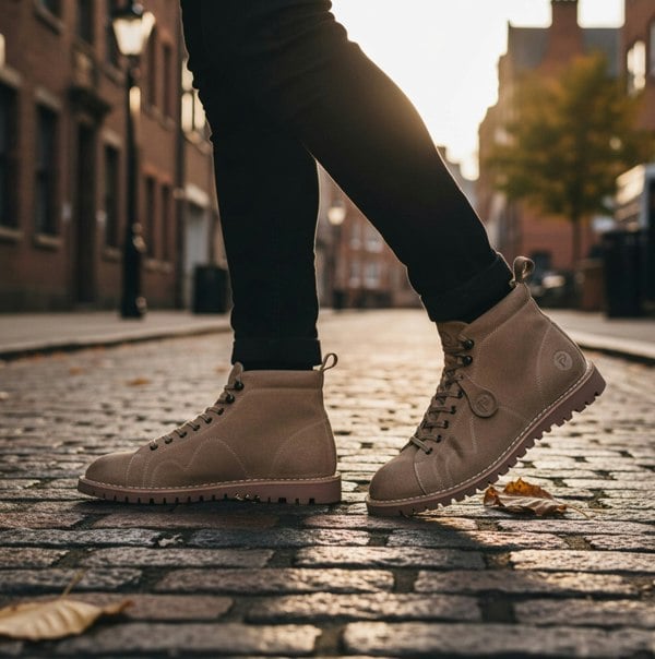 Popps 1961 MOD Mens Suede Boots Sand